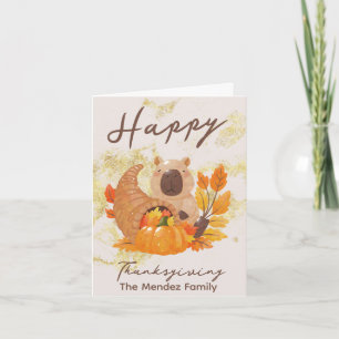 Capybara Thanksgiving Fall Family Card