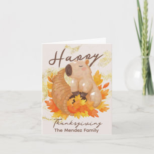 Capybara Thanksgiving Family Card