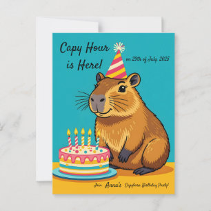 Capybara Themed Birthday Invitation Postcard