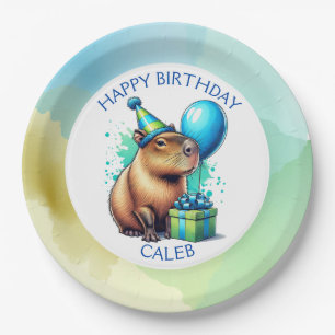  Capybara Themed Boy's Birthday Party Personalised Paper Plate