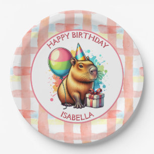 Capybara themed Girl's Birthday Party Paper Plate