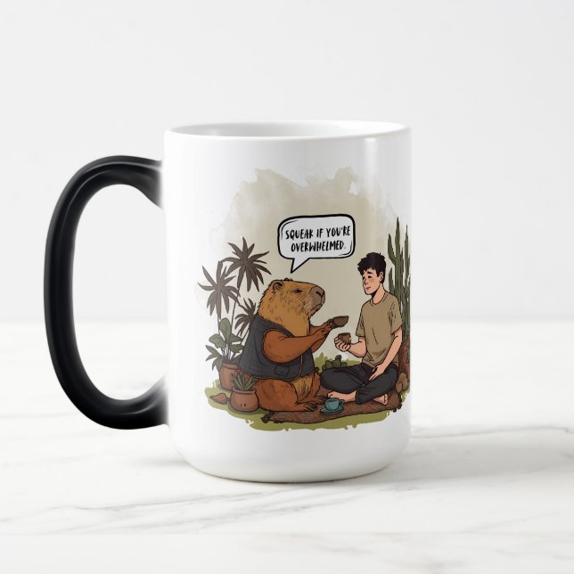 Capybara Therapy Time Squeak If You're Overwhelmed Magic Mug (Left)