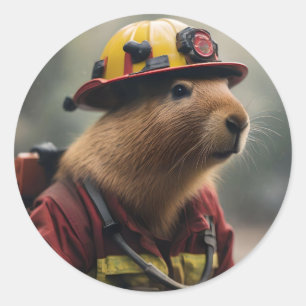 "Capybara to the Rescue: Firefighter Extraordinair Classic Round Sticker