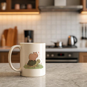 Capybara & Turtle Mug Cute Animal Friendship