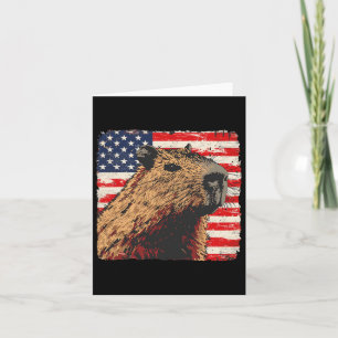 Capybara Usa Flag 4th Of July Lovers  Card