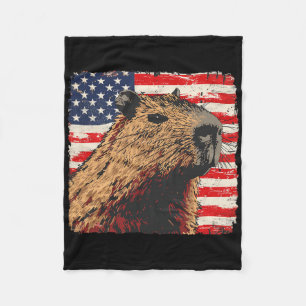 Capybara Usa Flag 4th Of July Lovers  Fleece Blanket