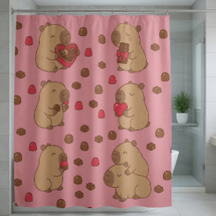 Capybara Valentine Curtain   Cute Romantic Animal-