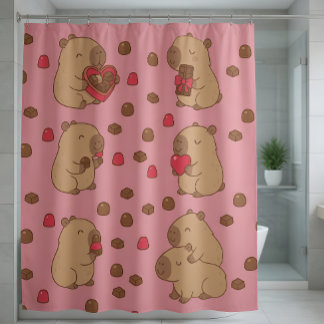Capybara Valentine Curtain | Cute Romantic Animal-