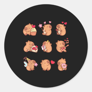 Capybara Valentine Funny Capy Animals Lovers Uni K Classic Round Sticker
