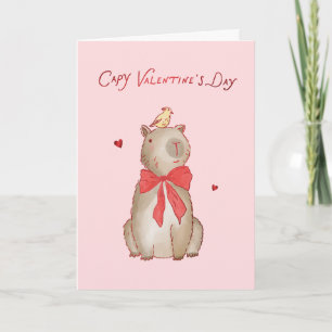 Capybara Valentines Day Cute Pair Valentines Card