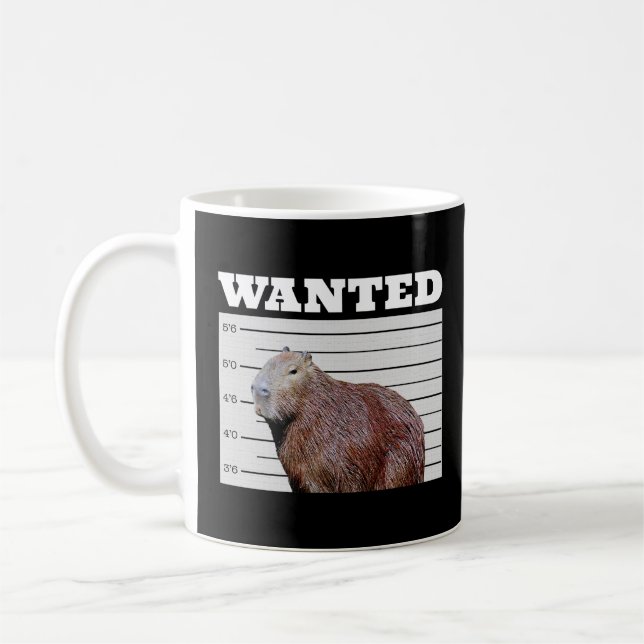 Capybara Wanted Poster Animal Lover Capybara  Coffee Mug (Left)