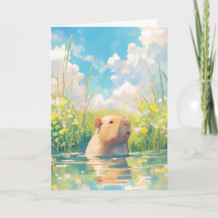Capybara Water Baby Card