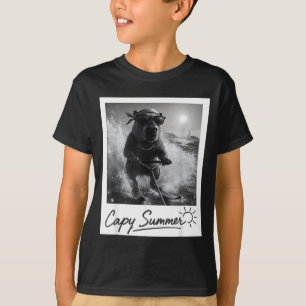 Capybara water skiing summer funny meme T-Shirt