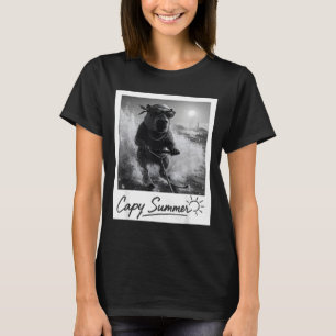 Capybara water skiing summer funny meme  T-Shirt