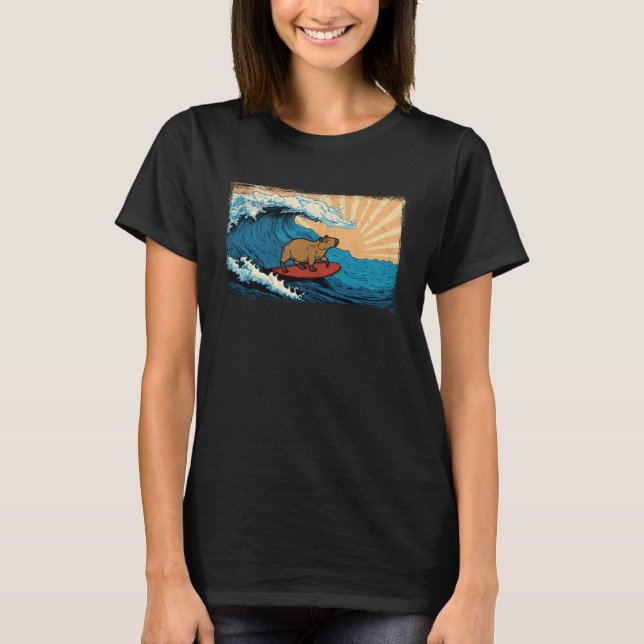 Capybara Wave  Animal  Capibara Surfing T-Shirt (Front)