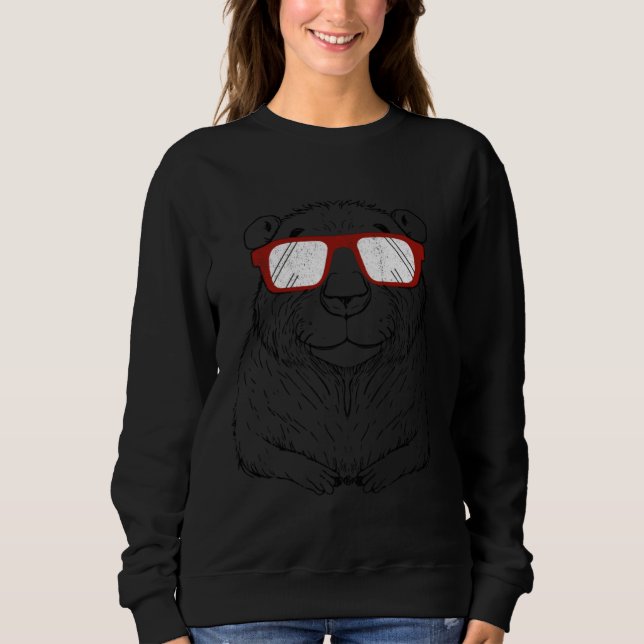 Capybara Wearing Red Glasses  Capibara Gnawer Sweatshirt (Front)