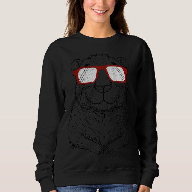 Capybara Wearing Red Glasses  Rodent Capibara Sweatshirt (Front)