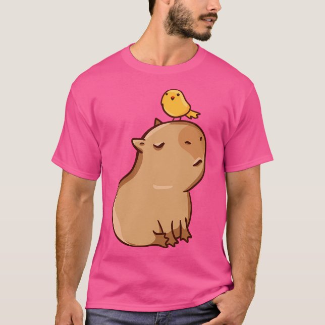 Capybara With Bird T-Shirt (Front)