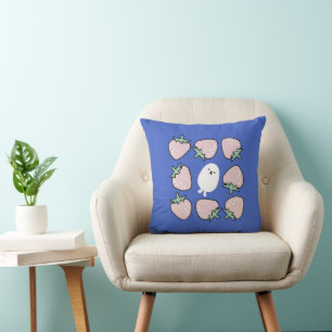 Capybara with Strawberries Doodle Aesthetic Cushion
