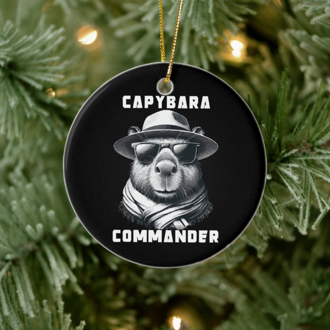 Capybara With Sunglasses Capy Commander Ceramic Tree Decoration (Tree)