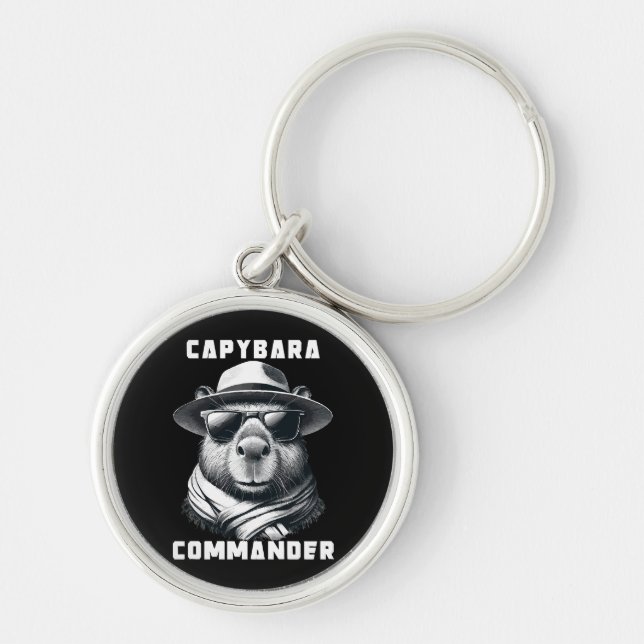 Capybara With Sunglasses Capy Commander Key Ring (Front)