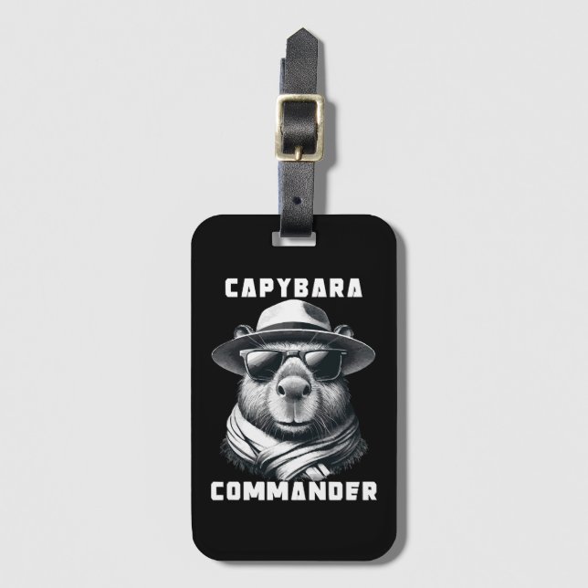 Capybara With Sunglasses Capy Commander Luggage Tag (Front Vertical)