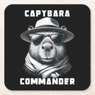 Capybara With Sunglasses Capy Commander Square Paper Coaster