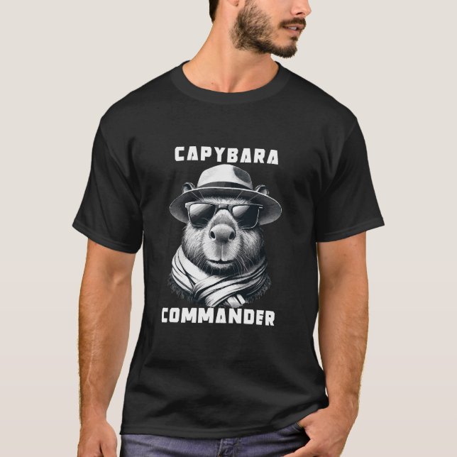 Capybara With Sunglasses Capy Commander T-Shirt (Front)