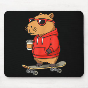 Capybara With Sungles Skater Capy  Mouse Pad