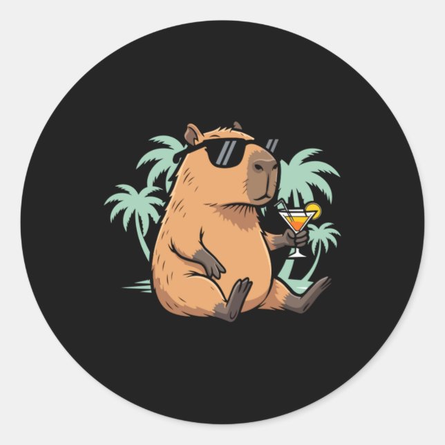 Capybara With Tail - Chill Vibe Classic Round Sticker (Front)