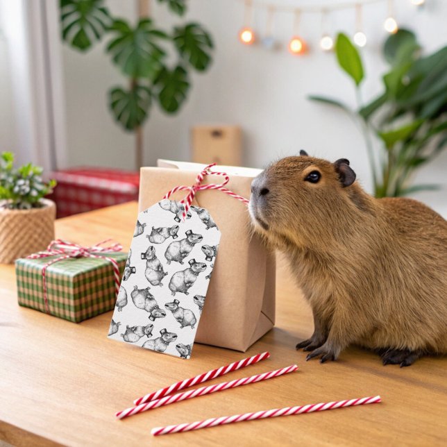 Capybara With Top Hat Gift Tags (Capybara Gift Tag)
