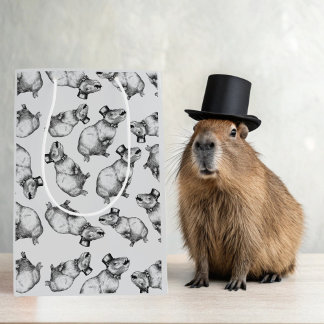 Capybara With Top Hat Medium Gift Bag