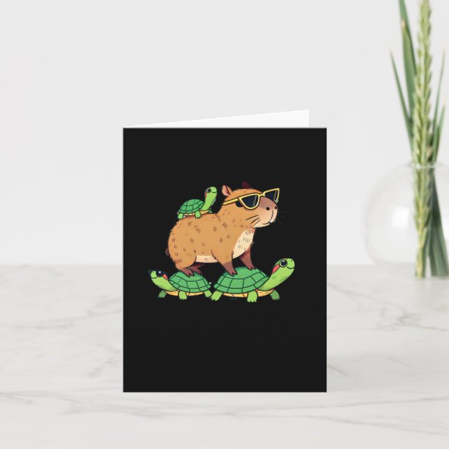 Capybara With Turtle Friends Relaxing Walk Sticker Card (Front)