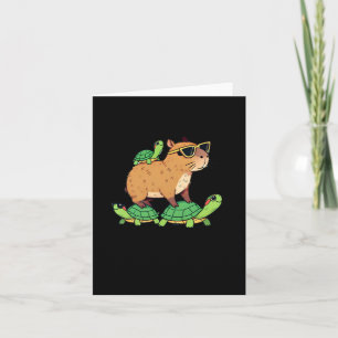 Capybara With Turtle Friends Relaxing Walk Sticker Card