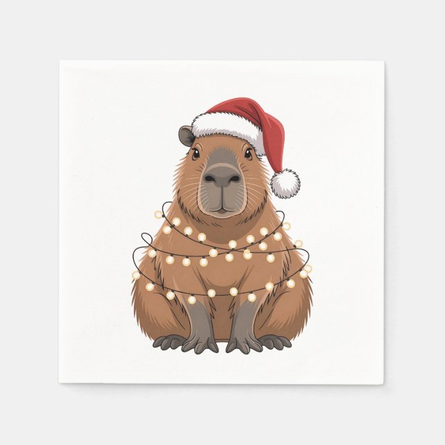 Capybara Xmas Matching Funny Santa Napkin (Front)