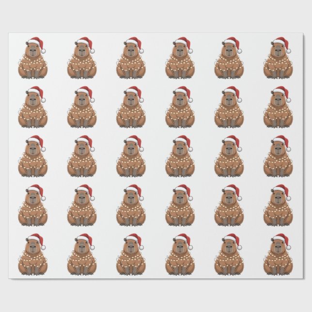 Capybara Xmas Matching Funny Santa Wrapping Paper (Flat)