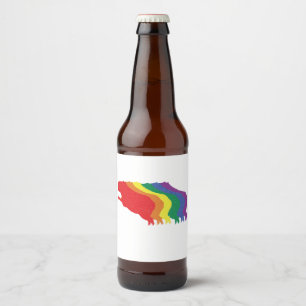 Capybaras LGBTQ Rainbow Water Pig Transgender Beer Bottle Label