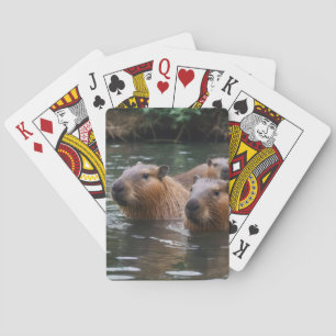 Capybaras' Swimming In The River,  Playing Cards
