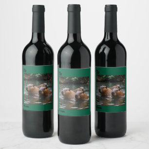 Capybaras' Swimming In The River, Wine Label