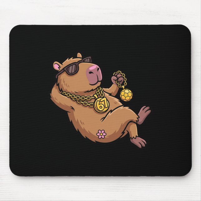 Capybyra 67 Drip Sungles Chain Funny Animal Meme  Mouse Pad (Front)