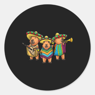 Capybyra Cinco De Mayo Mexican Bynd Musician Kids Classic Round Sticker