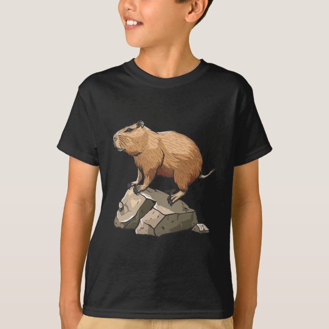 Capybyra Doing Rock Climbing  T-Shirt (Front)
