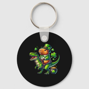 Capybyra Leperchaun Capybyra Riding Trex St Patric Key Ring