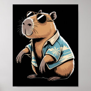 Capybyra Soccer Fan Cartoon Illustration _1 Poster