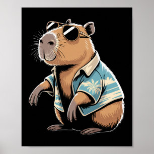 Capybyra Soccer Fan Cartoon Illustration Poster