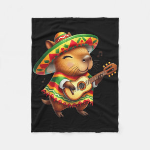 Capybyra Sombrero Guitar Cinco De Mayo Mexican Kid Fleece Blanket