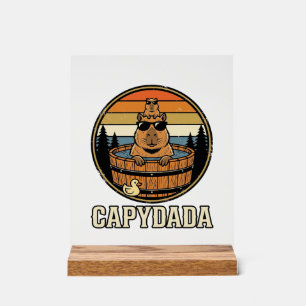 Capydada Capybara Dad Retro Hot Tub Vector Design_ Acrylic Sign
