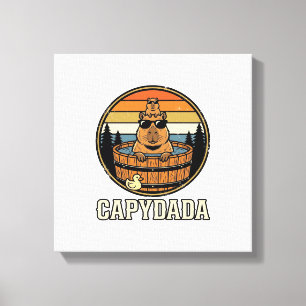 Capydada Capybara Dad Retro Hot Tub Vector Design_ Canvas Print