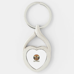 Capydada Capybara Dad Retro Hot Tub Vector Design_ Key Ring