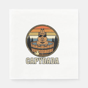 Capydada Capybara Dad Retro Hot Tub Vector Design_ Napkin